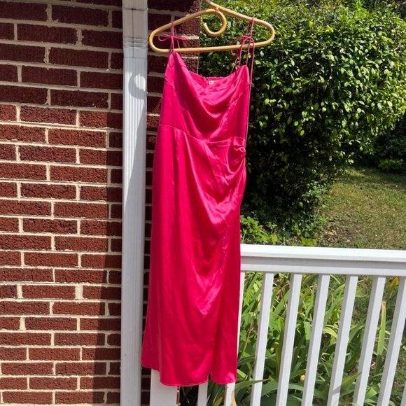 Reformation Marguerite Spaghetti Strap Midi Silk Dress Flambe Pink Women's 8 NWT - Picture 6 of 14